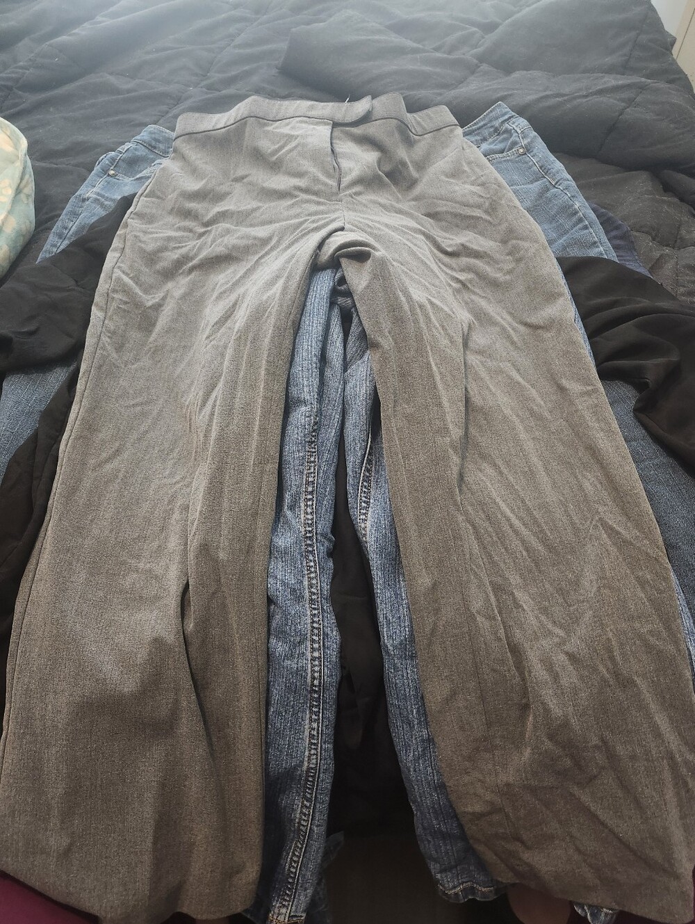 Sag Harbor Pants Women's 14P Gray Stretch Petite Length Regular Elastic Waist